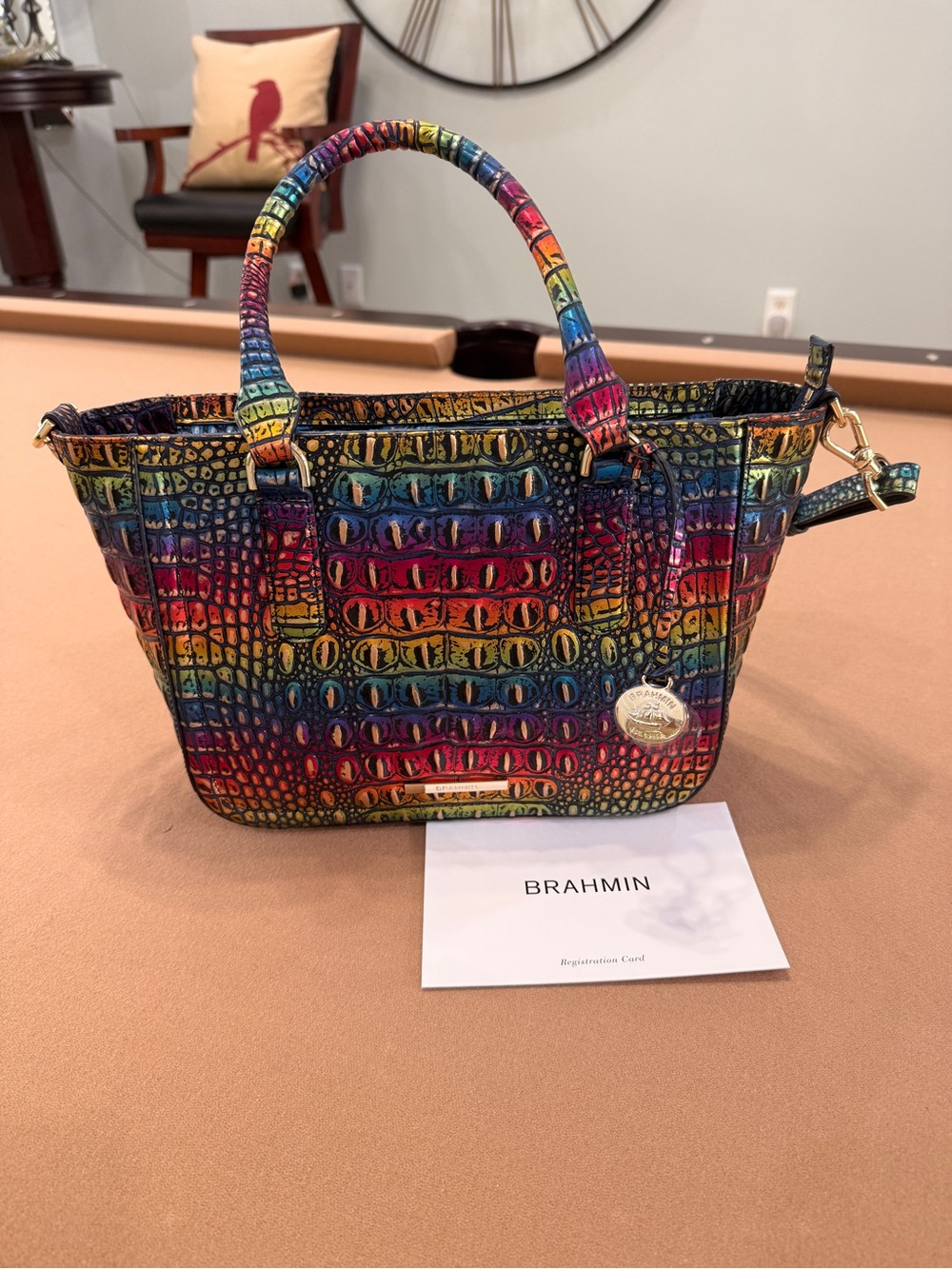 Brahmin Rainbow Croc-Embossed Mini Satchel